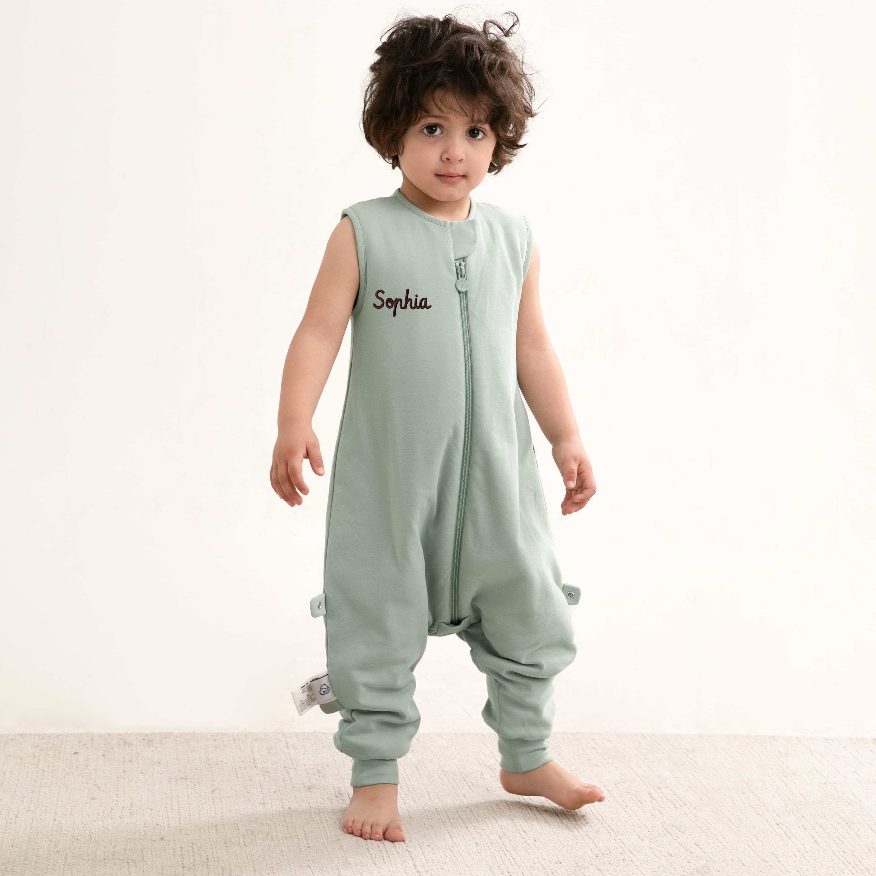 Organic Cotton & Camel Wool Sleeveless Sleep Sack Walker 1.0 TOG - Pea Green
