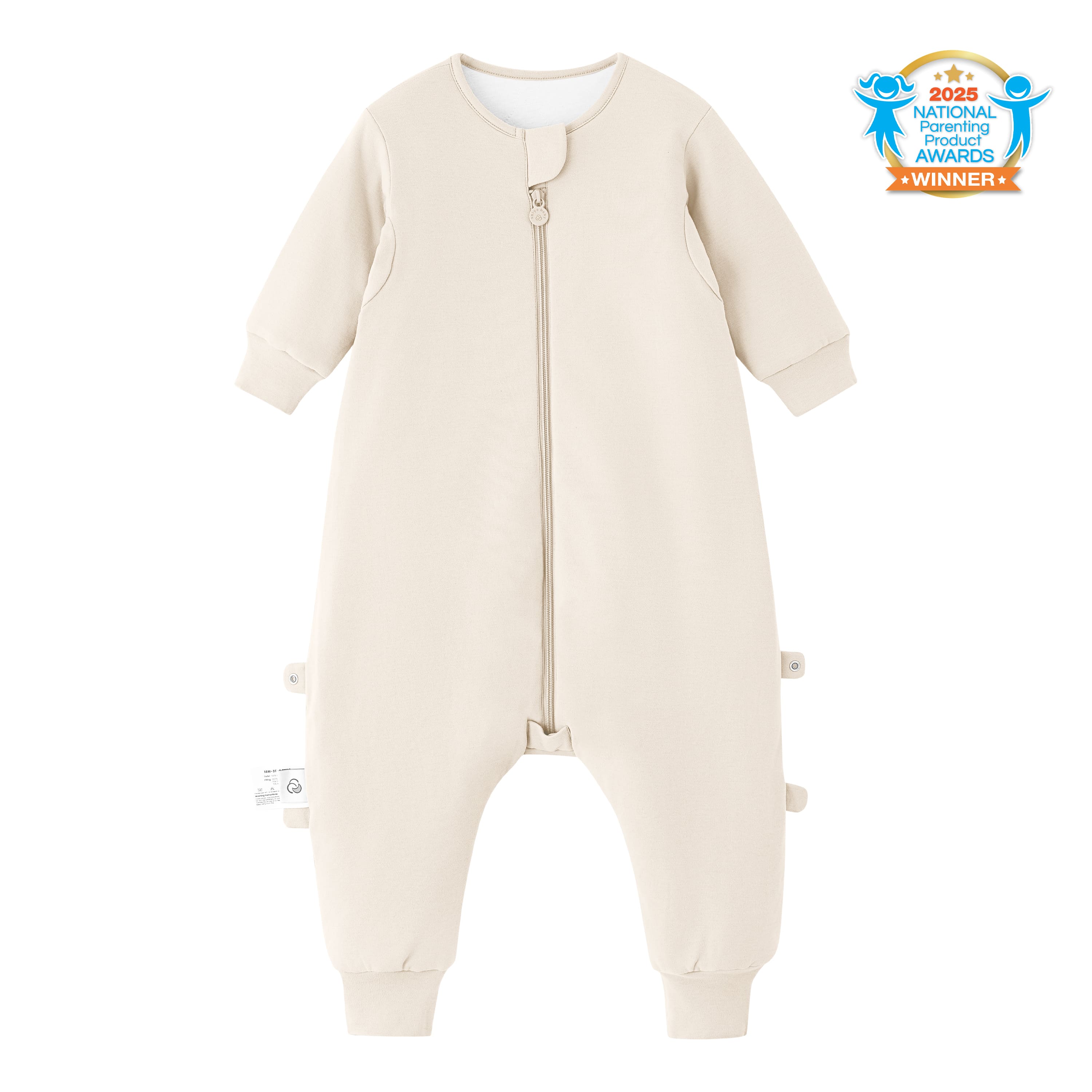 Warm Long Sleeve Sleep Sack Walker 2.5 TOG - Organic Cotton & Camel Wool - Cream