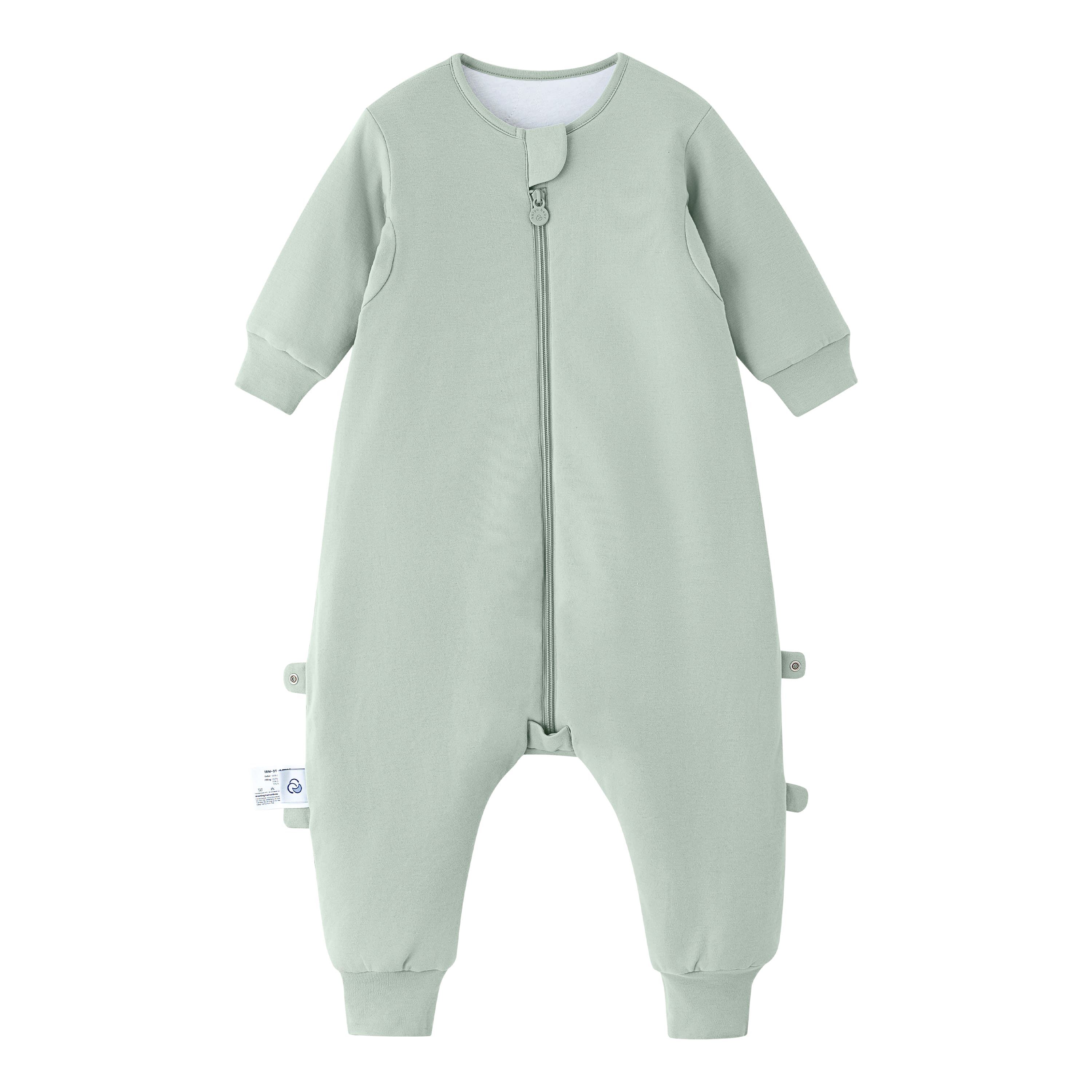 Warm Long Sleeve Sleep Sack Walker 2.5 TOG - Organic Cotton & Camel Wool - Pea Green