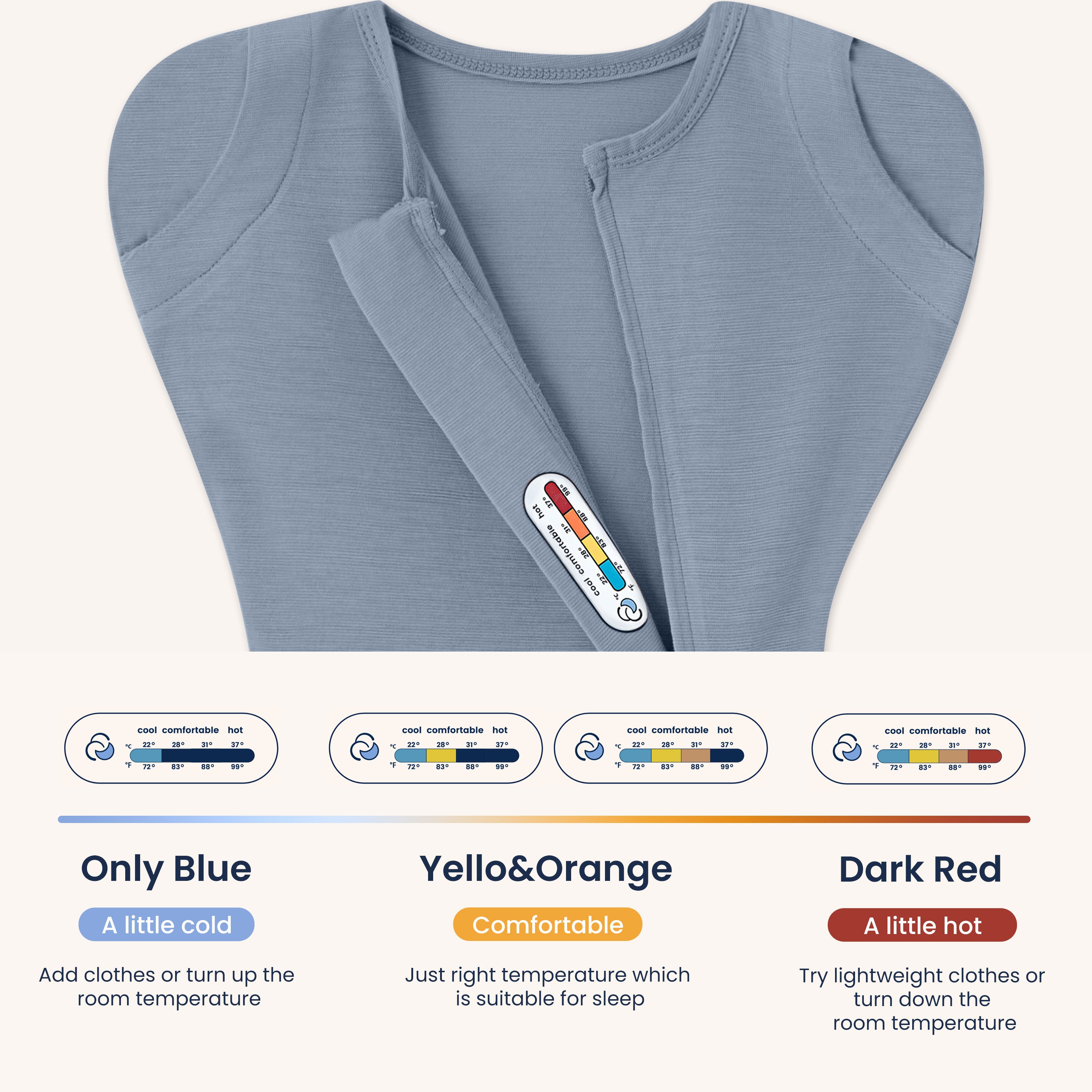 ClimaCuddle™ Swaddle 0.5 TOG - Merino Wool & Rayon Bamboo - Misty Blue