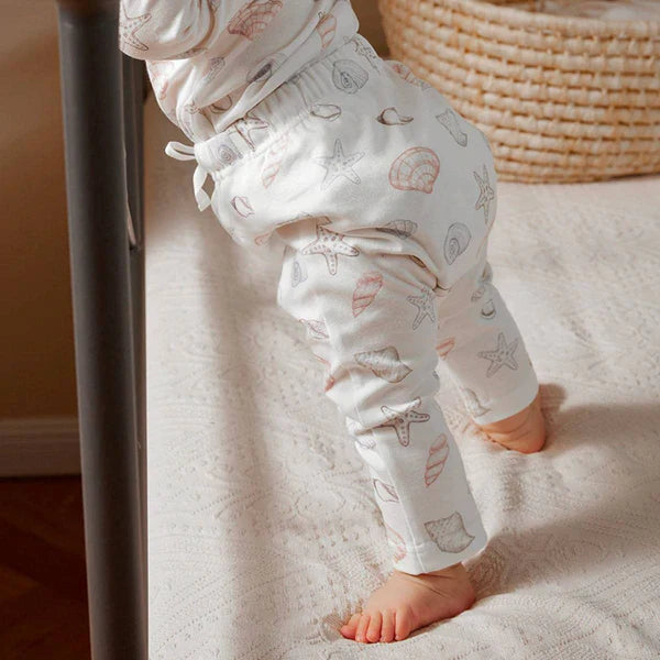 Organic Cotton Half Sleeves Snap Bodysuit+Drawstring Comfy Jogger Lightning Pants - Shell