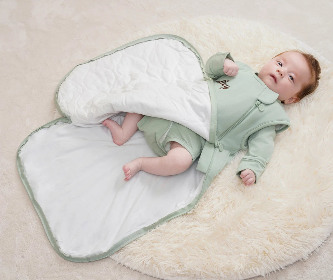 kaiyababy two-way-zipper design for easy sleep sack and diaper change