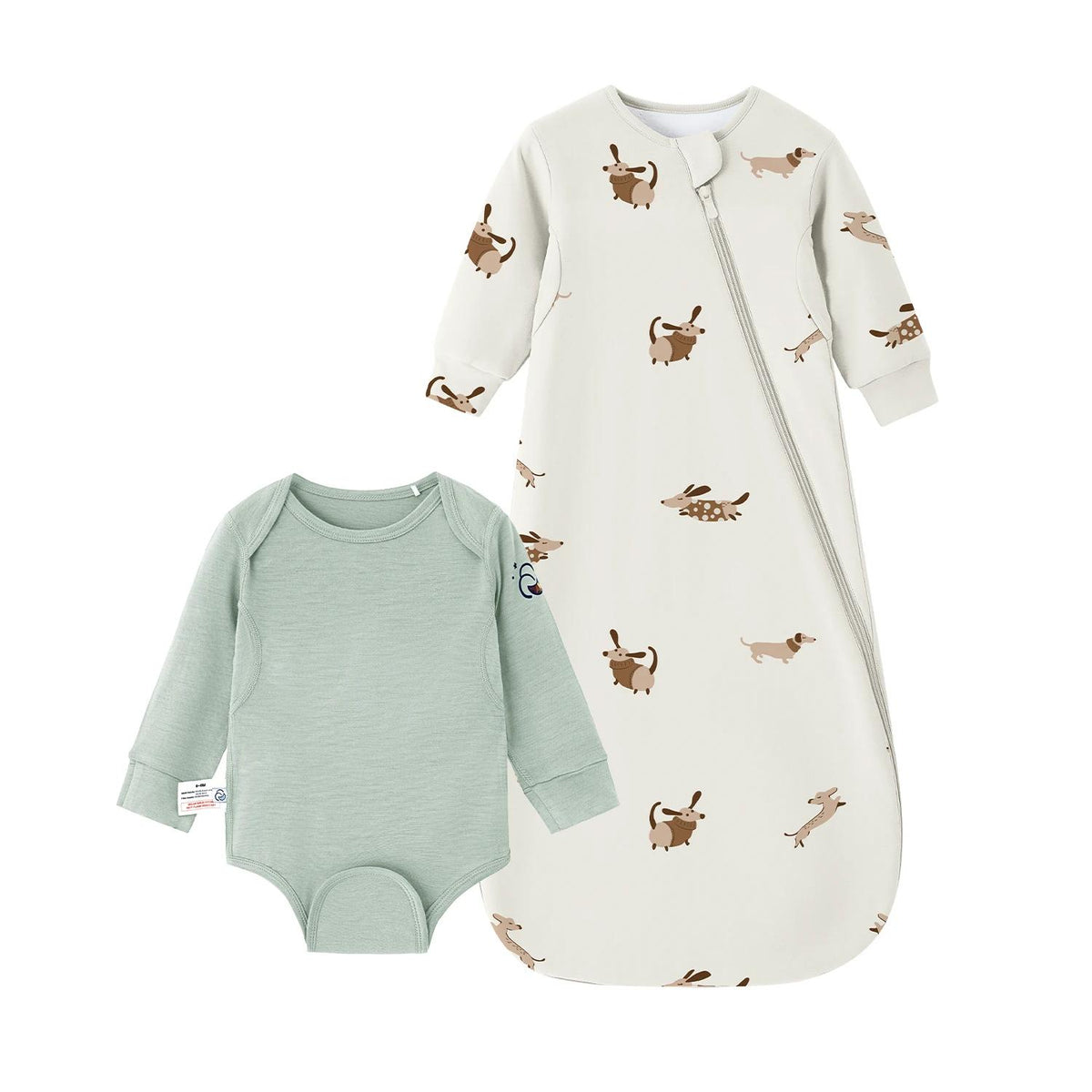 long-sleeve-sleep-sack-1-0-tog-organic-cotton-camel-wool-baby-bodysuit-long-sleeve-merino-wool-rayon-bamboo-bundle-sunny-pup
