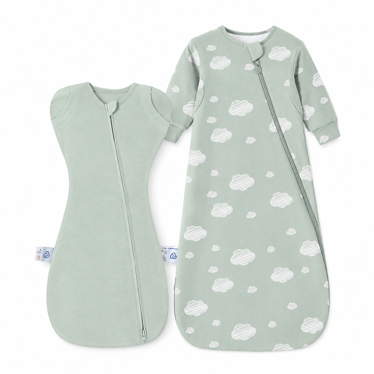 newborn-set-0-5-tog-merino-wool-swaddle-1-0-tog-organic-cotton-sleep-sack-with-camel-wool-green