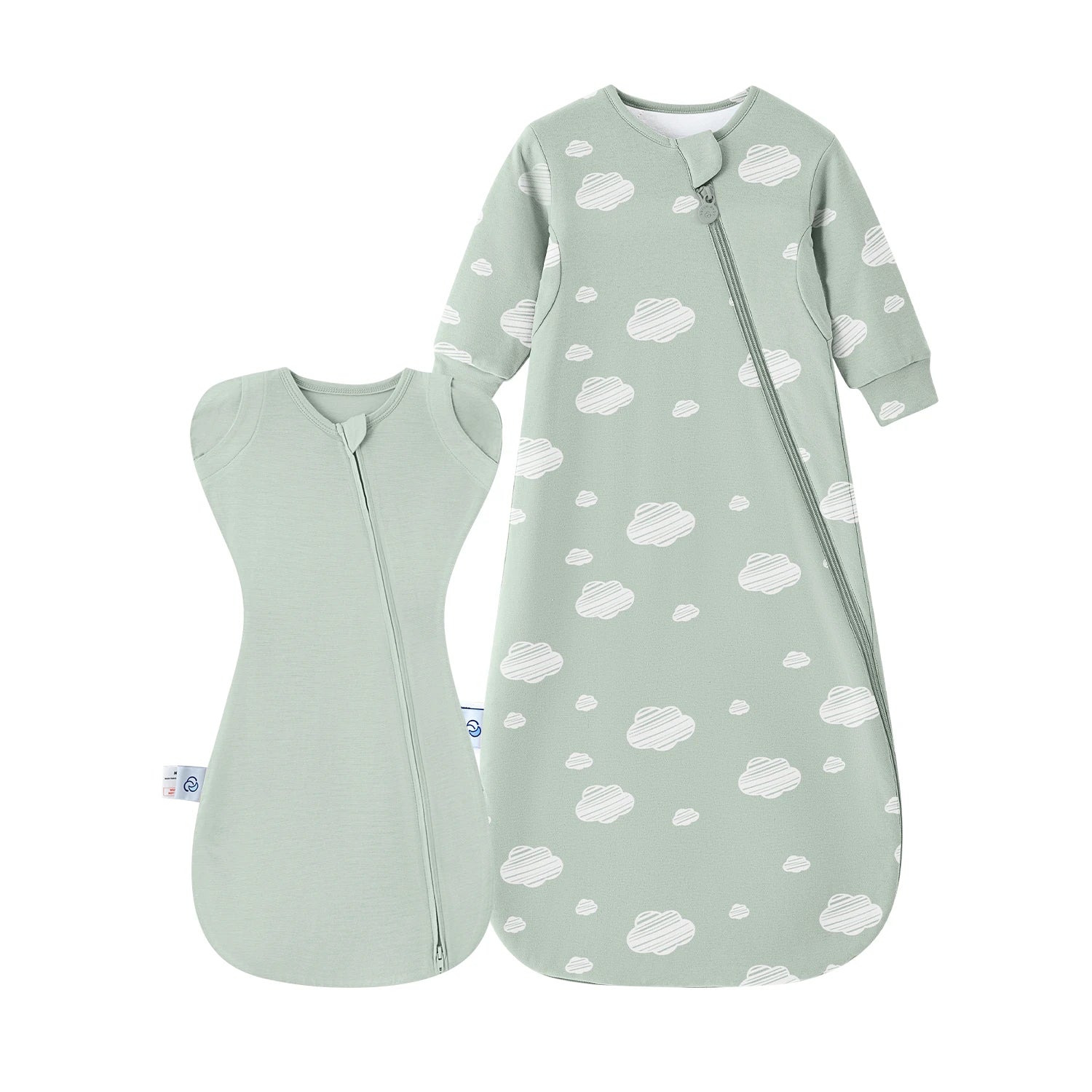 newborn-set-0-5-tog-merino-wool-swaddle-1-0-tog-organic-cotton-sleep-sack-with-camel-wool-green