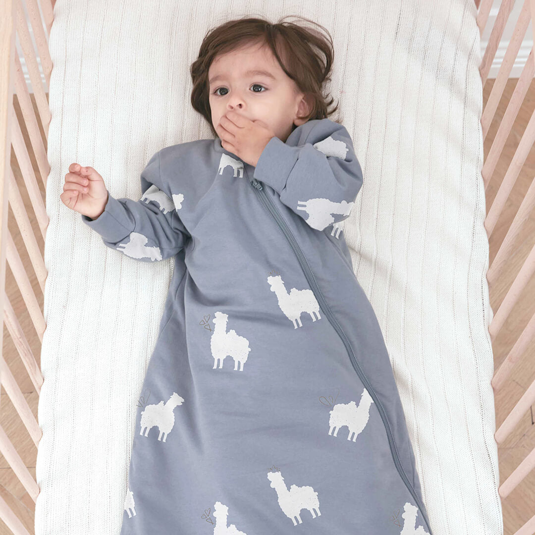 Organic Cotton & Camel Wool Long Sleeve Sleep Sack 1.0 TOG - Camel Blue