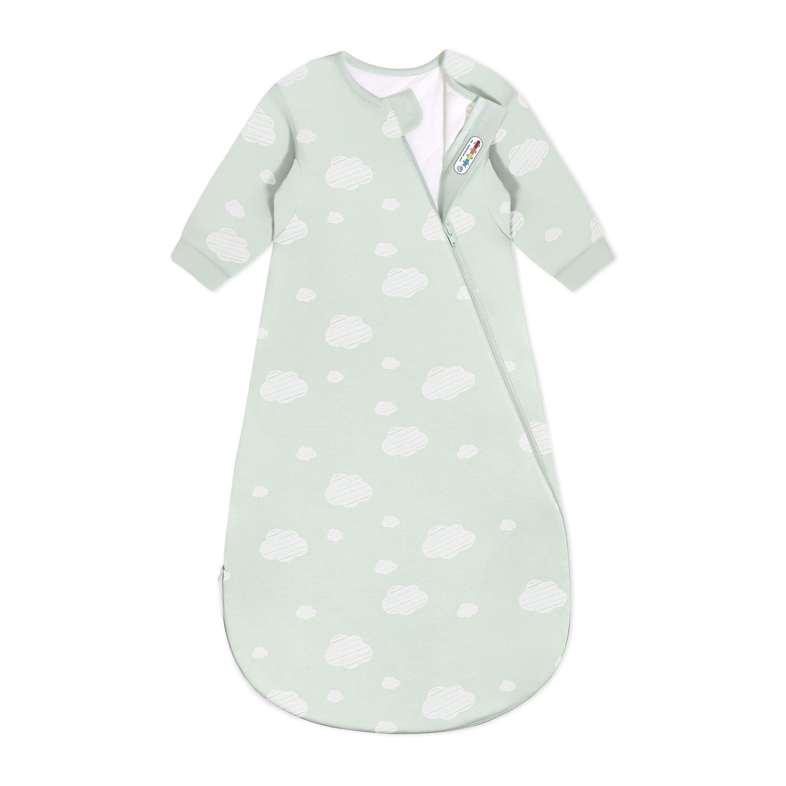 Organic Cotton & Camel Wool Long Sleeve Sleep Sack 1.0 TOG - Green Sky