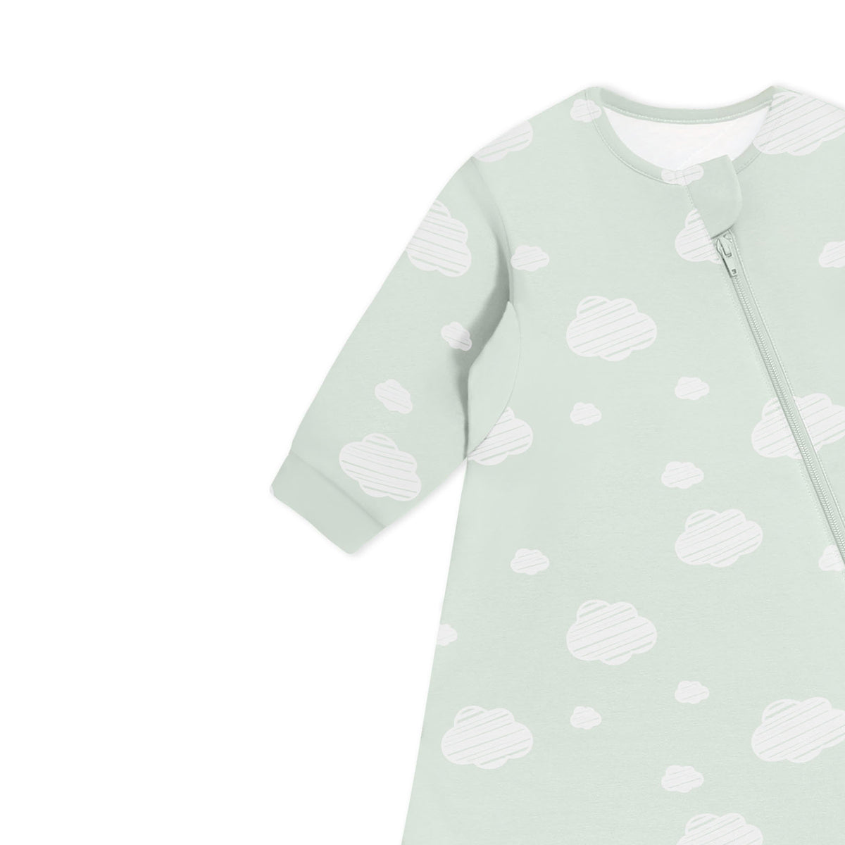 Organic Cotton & Camel Wool Long Sleeve Sleep Sack 1.0 TOG - Green Sky