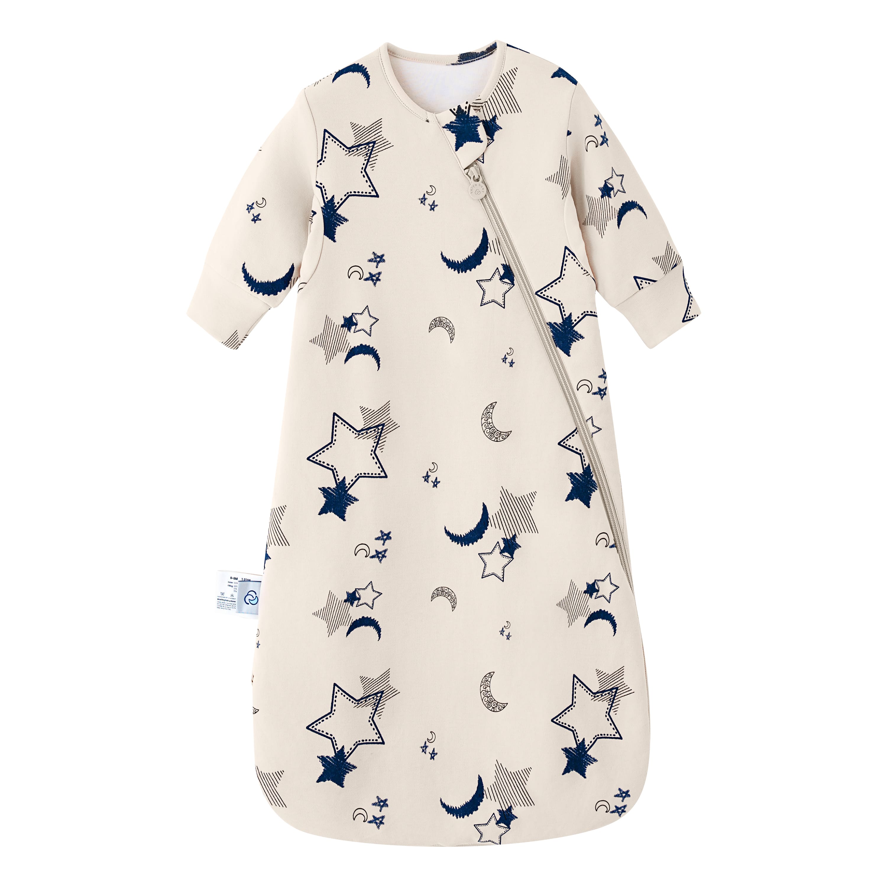 Organic Cotton & Camel Wool Long Sleeve Sleeping Bag 1.0 TOG - Moonlit