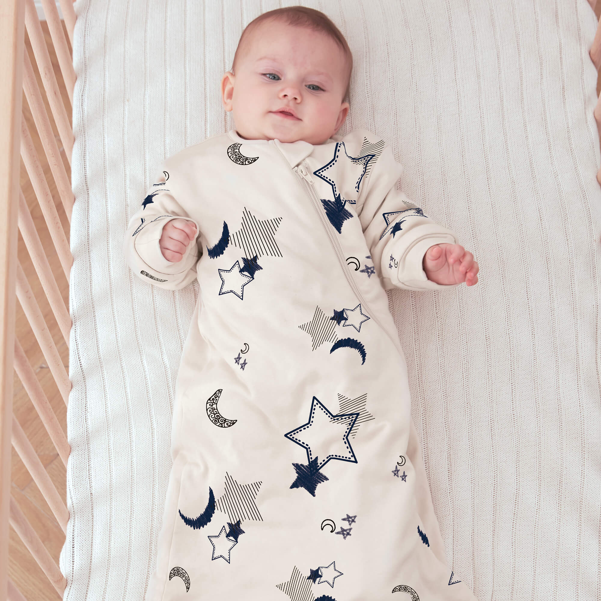 Organic Cotton & Camel Wool Long Sleeve Sleep Sack 1.0 TOG - Moonlit