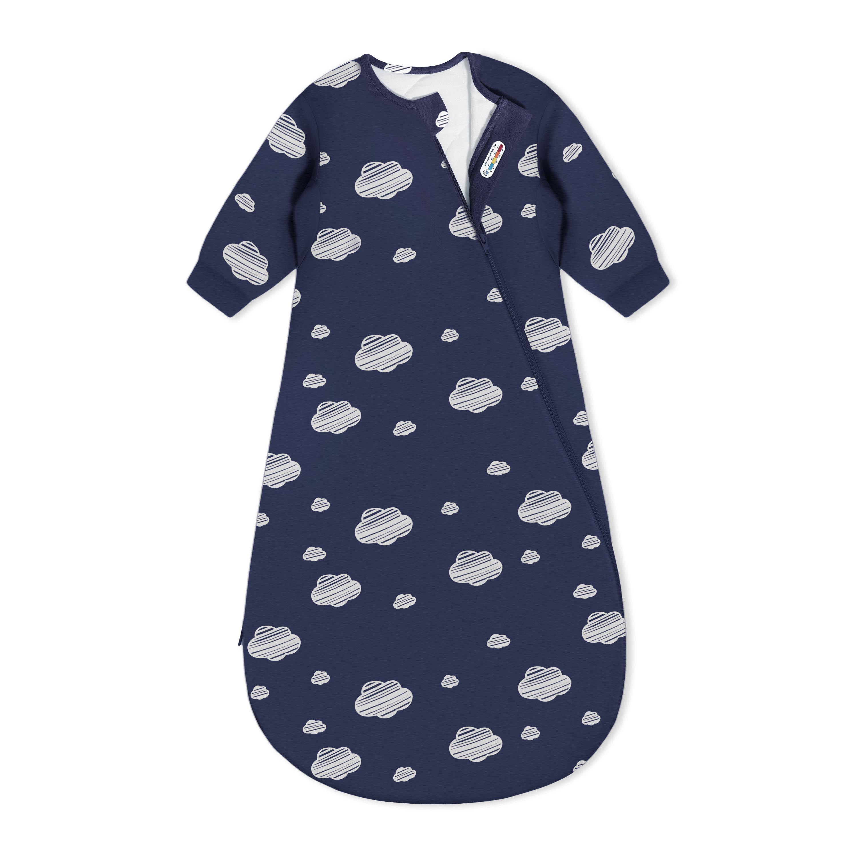 Organic Cotton & Camel Wool Long Sleeve Sleep Sack 1.0 TOG - Navy Sky