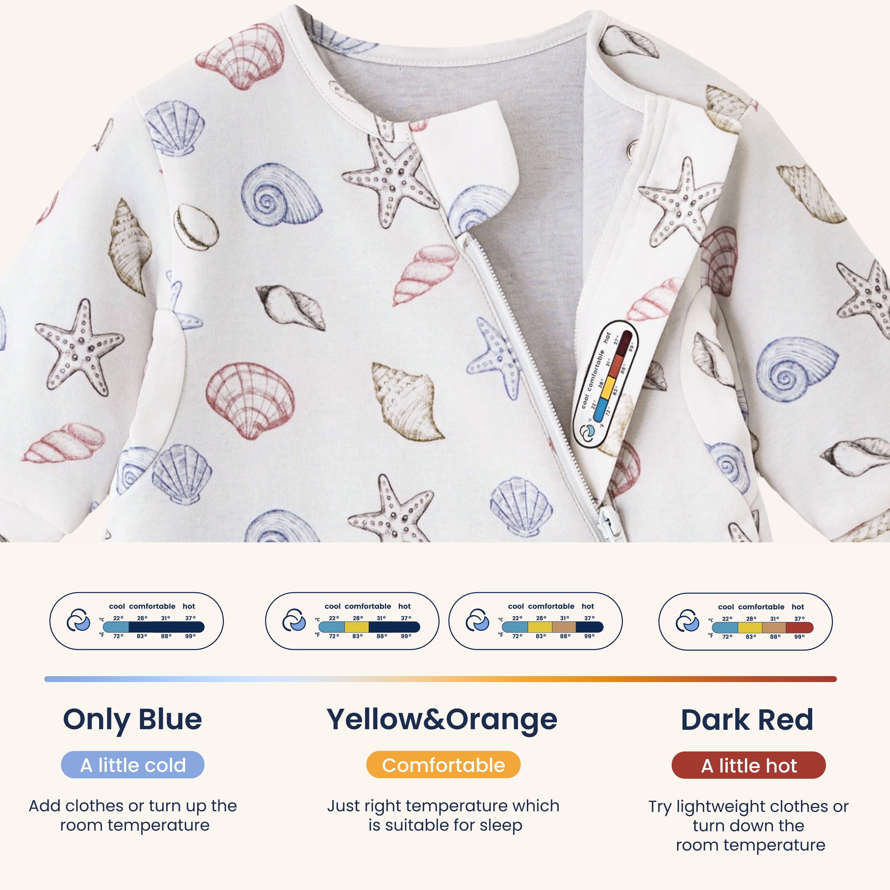 All Season Long Sleeve Sleep Sack 1.0 TOG - Organic Cotton & Camel Wool - Shell