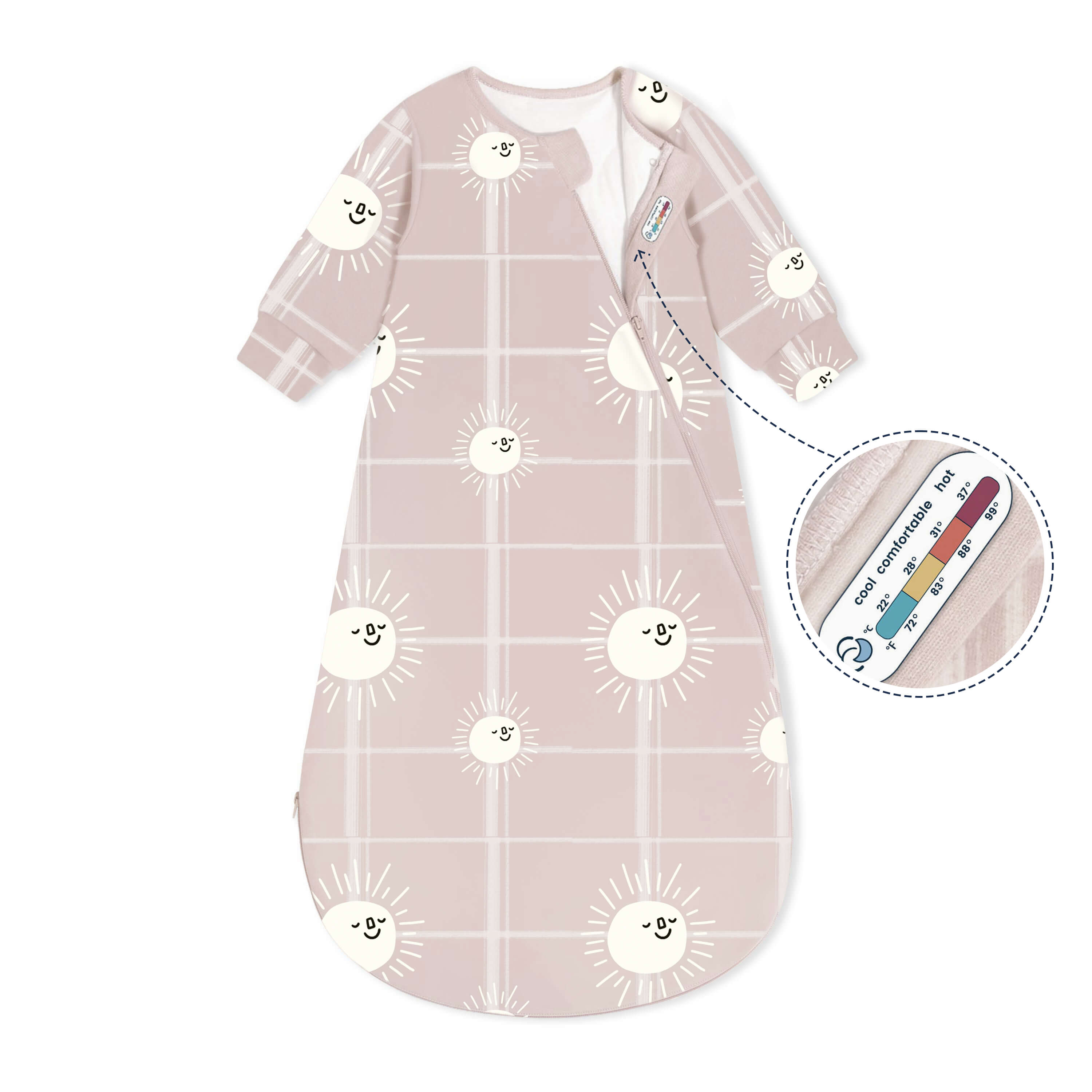 Organic Cotton & Camel Wool Long Sleeve Sleep Sack 1.0 TOG - Sunshine Tartan