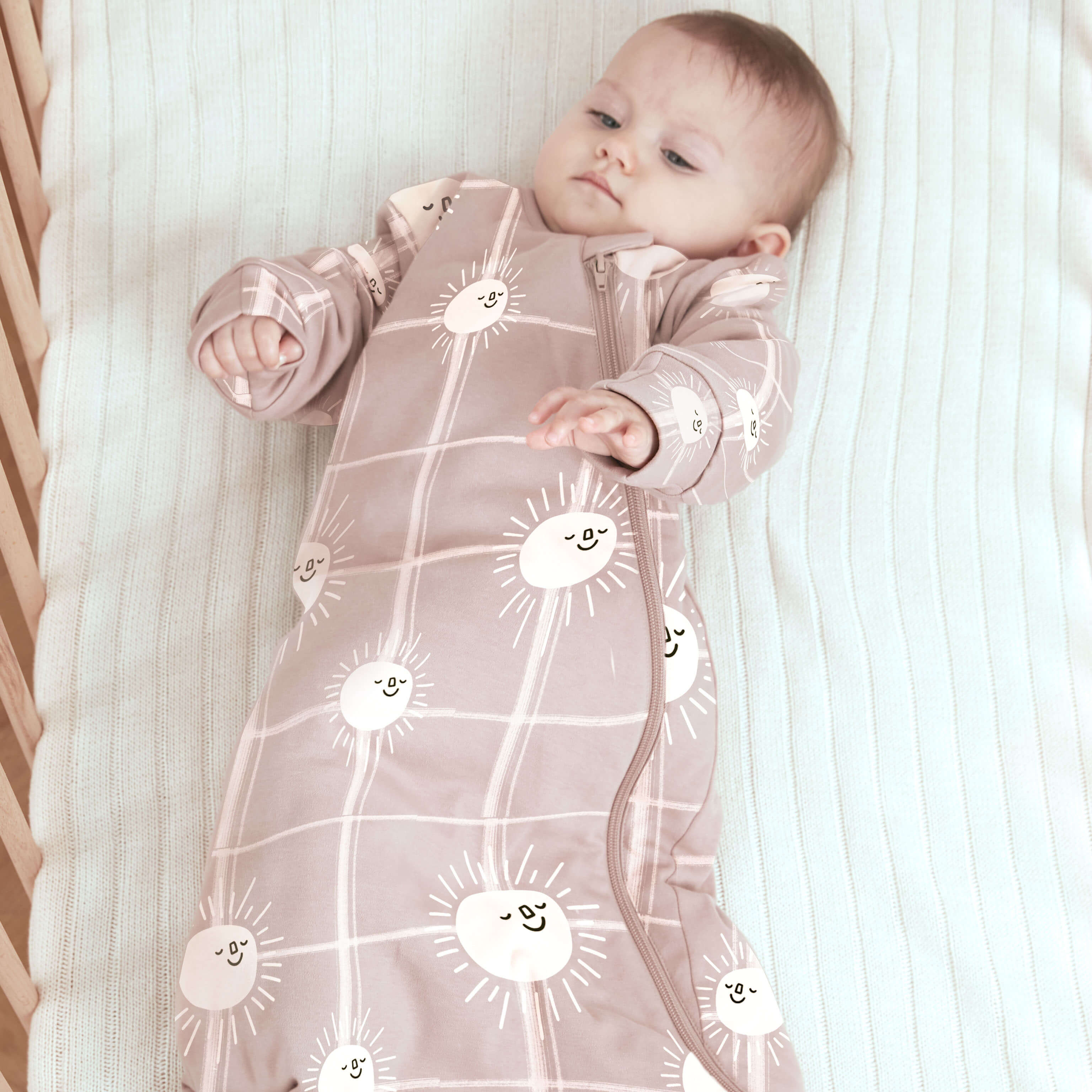 Organic Cotton & Camel Wool Long Sleeve Sleep Sack 1.0 TOG - Sunshine Tartan