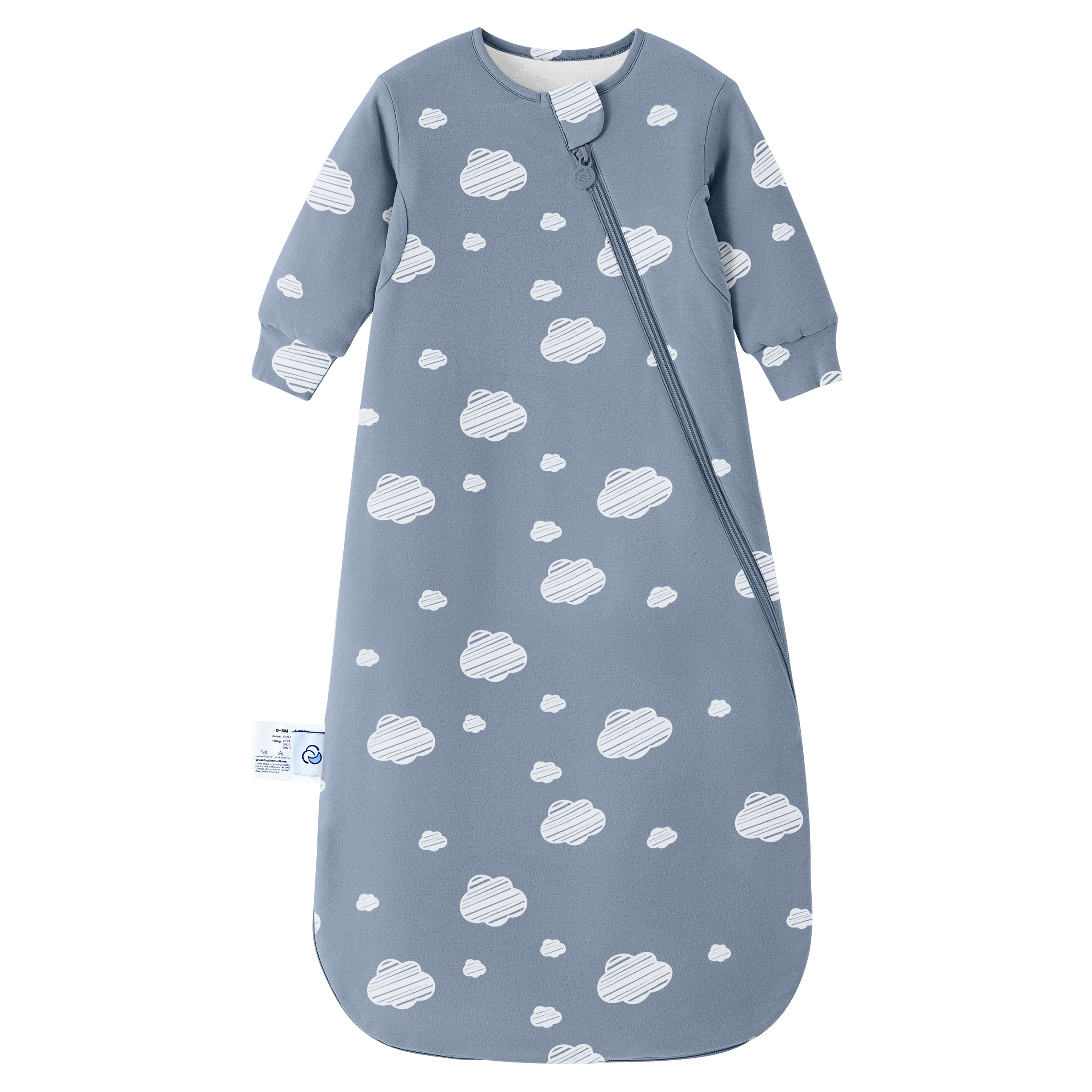 Organic Cotton & Camel Wool Long Sleeve Sleeping Bag 2.5 TOG - Blue Sky