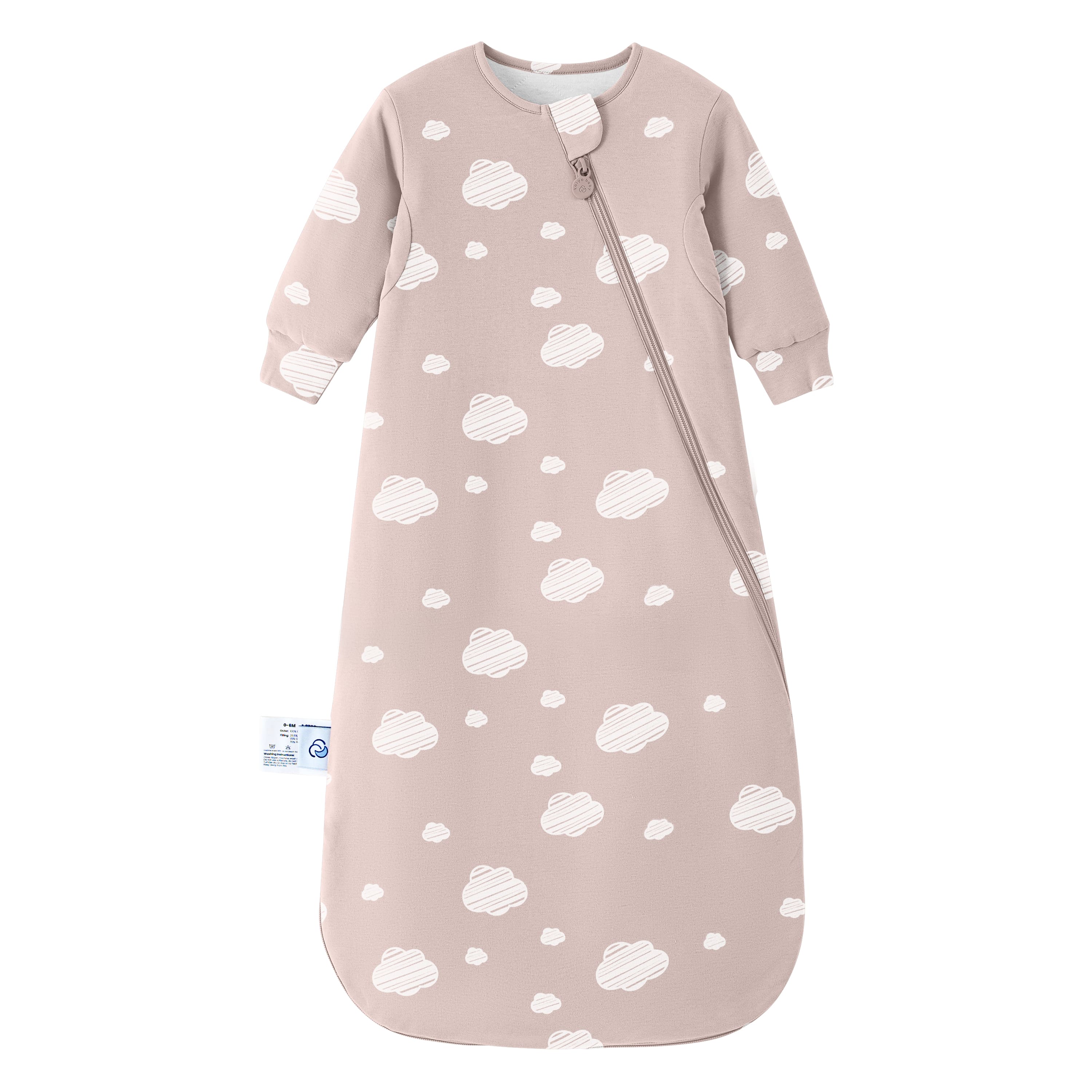 Organic Cotton & Camel Wool Long Sleeve Sleeping Bag 2.5 TOG - Pink Sky