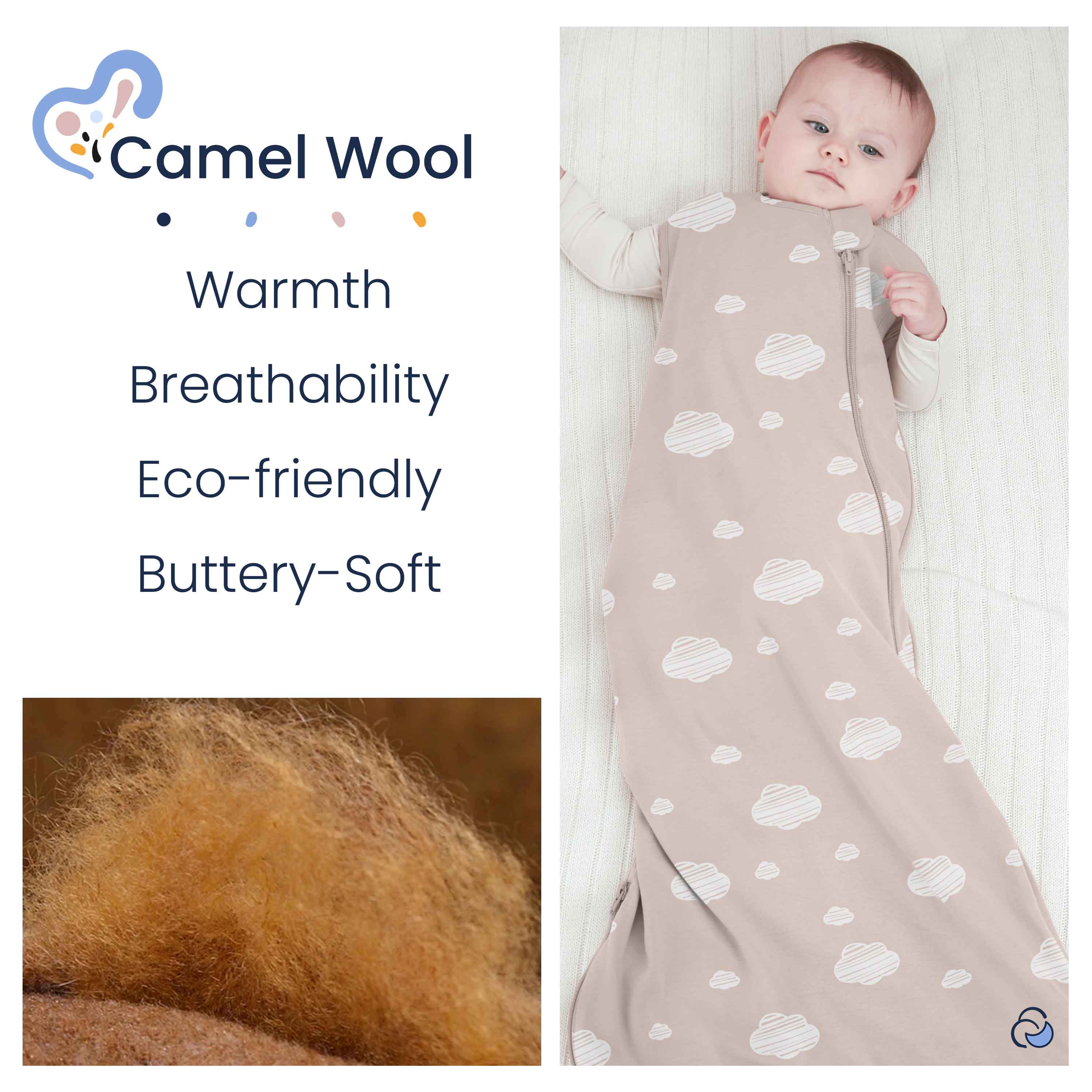 Organic Cotton & Camel Wool Sleeveless Sleep Sack 1.0 TOG - Pink Sky