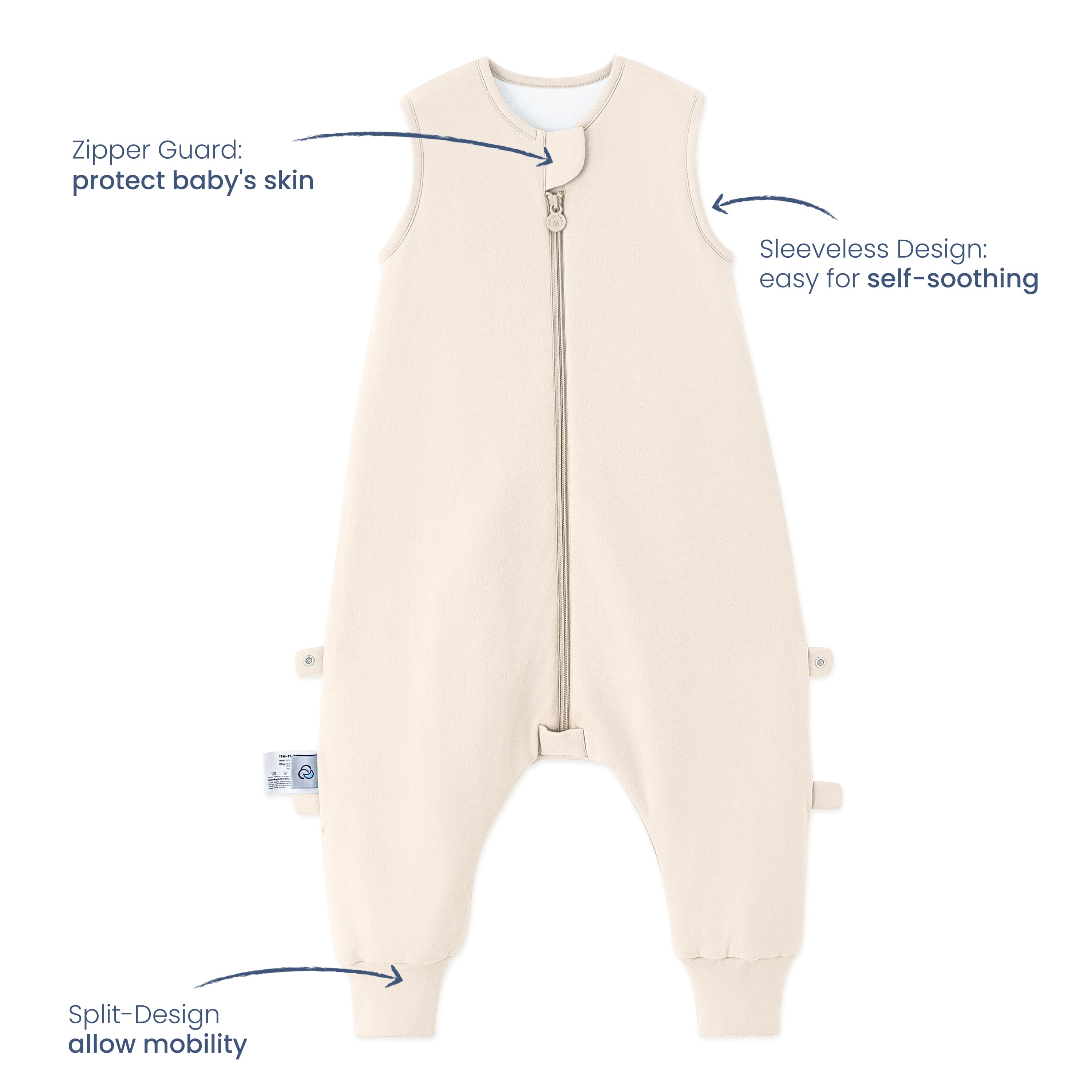 Organic Cotton & Camel Wool Sleeveless Sleep Sack Walker 1.0 TOG - Cream