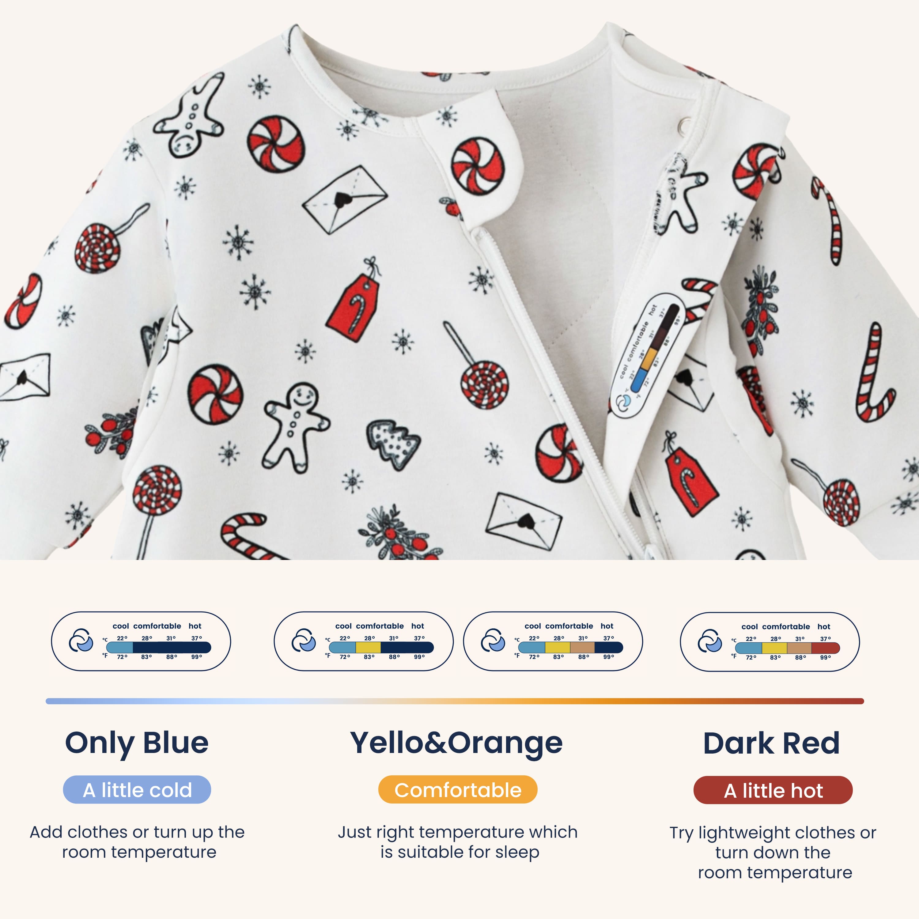 Organic Cotton & Camel Wool Warm Long Sleeve Sleep Sack Walker 2.5 TOG - Sweet Holiday Sticker
