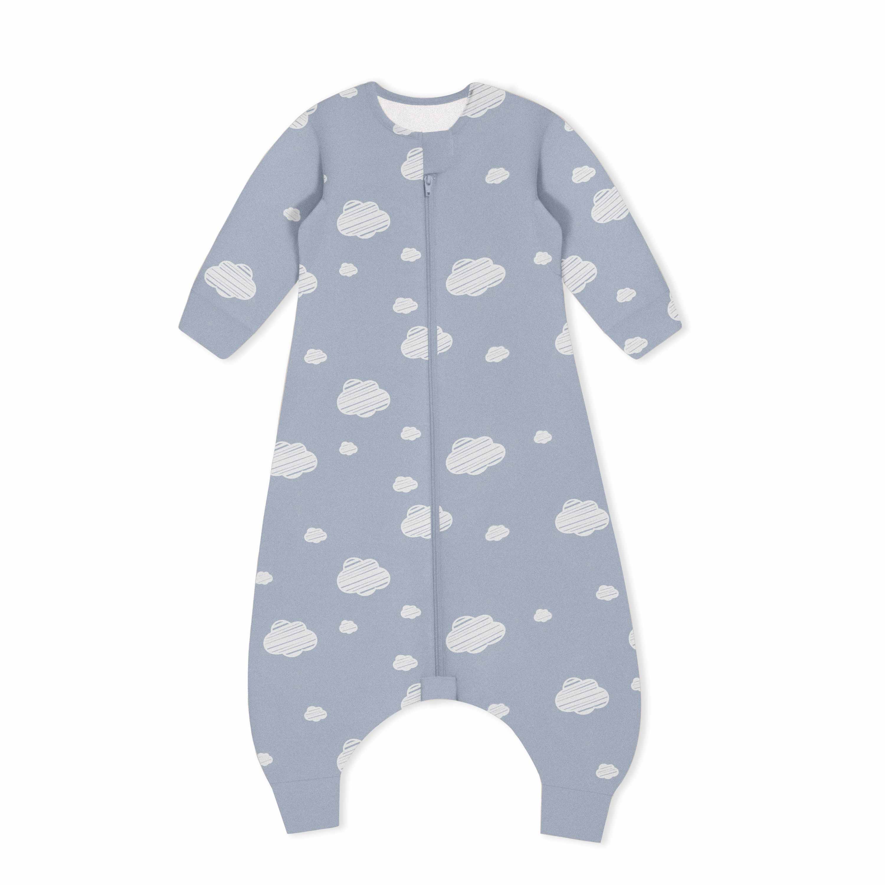 Organic Cotton & Camel Wool Warm Long Sleeve Sleep Sack With Feet 2.5 TOG - Blue Sky