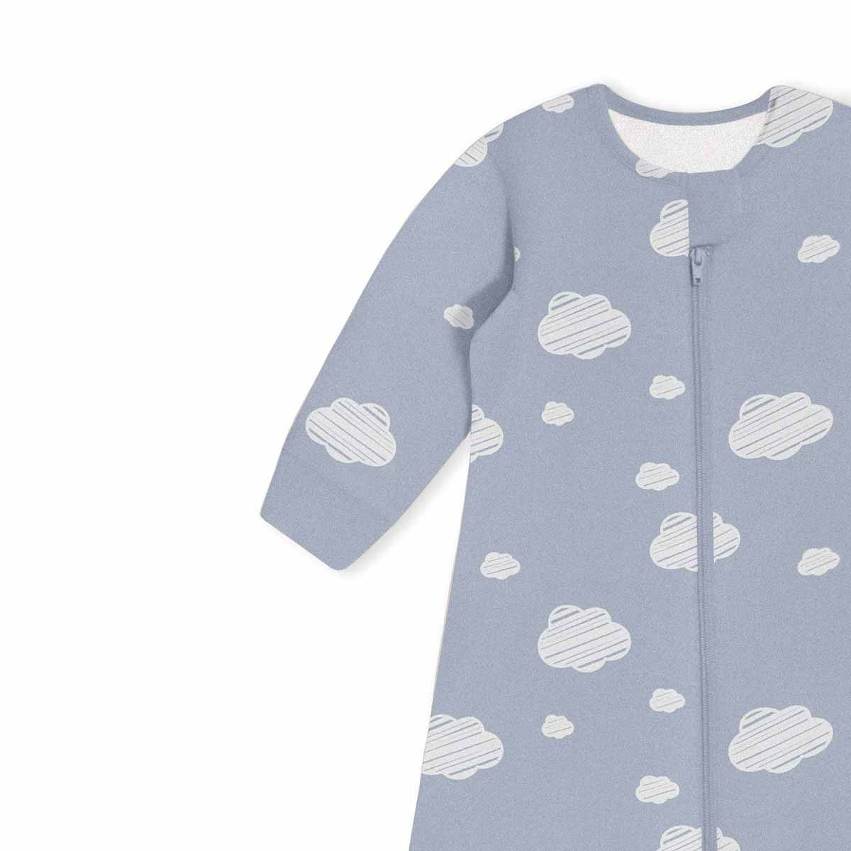 Organic Cotton & Camel Wool Warm Long Sleeve Sleep Sack With Feet 2.5 TOG - Blue Sky