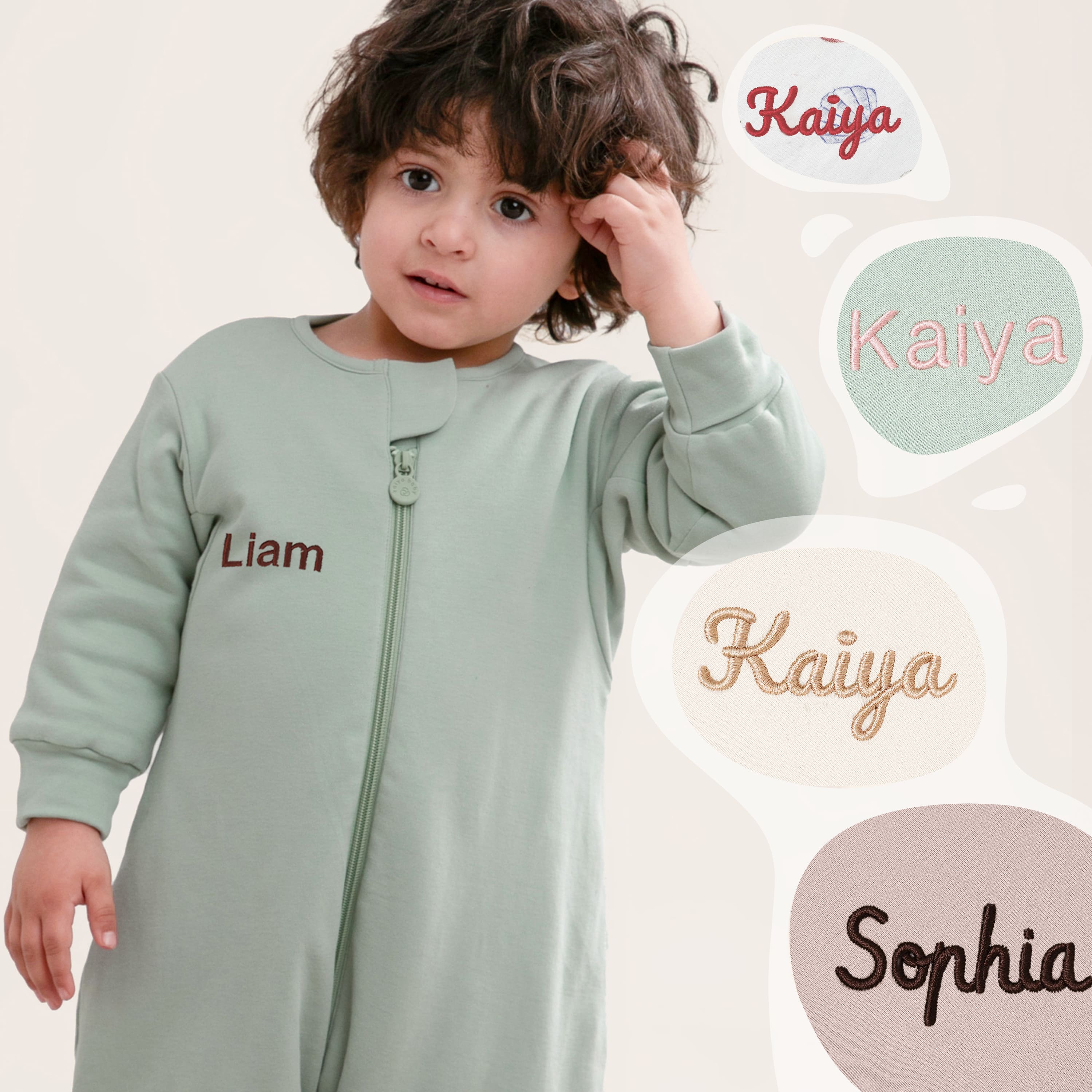 Winter Long Sleeve Sleep Sack Walker 3.5 TOG - Organic Cotton & Camel Wool - Pea Green