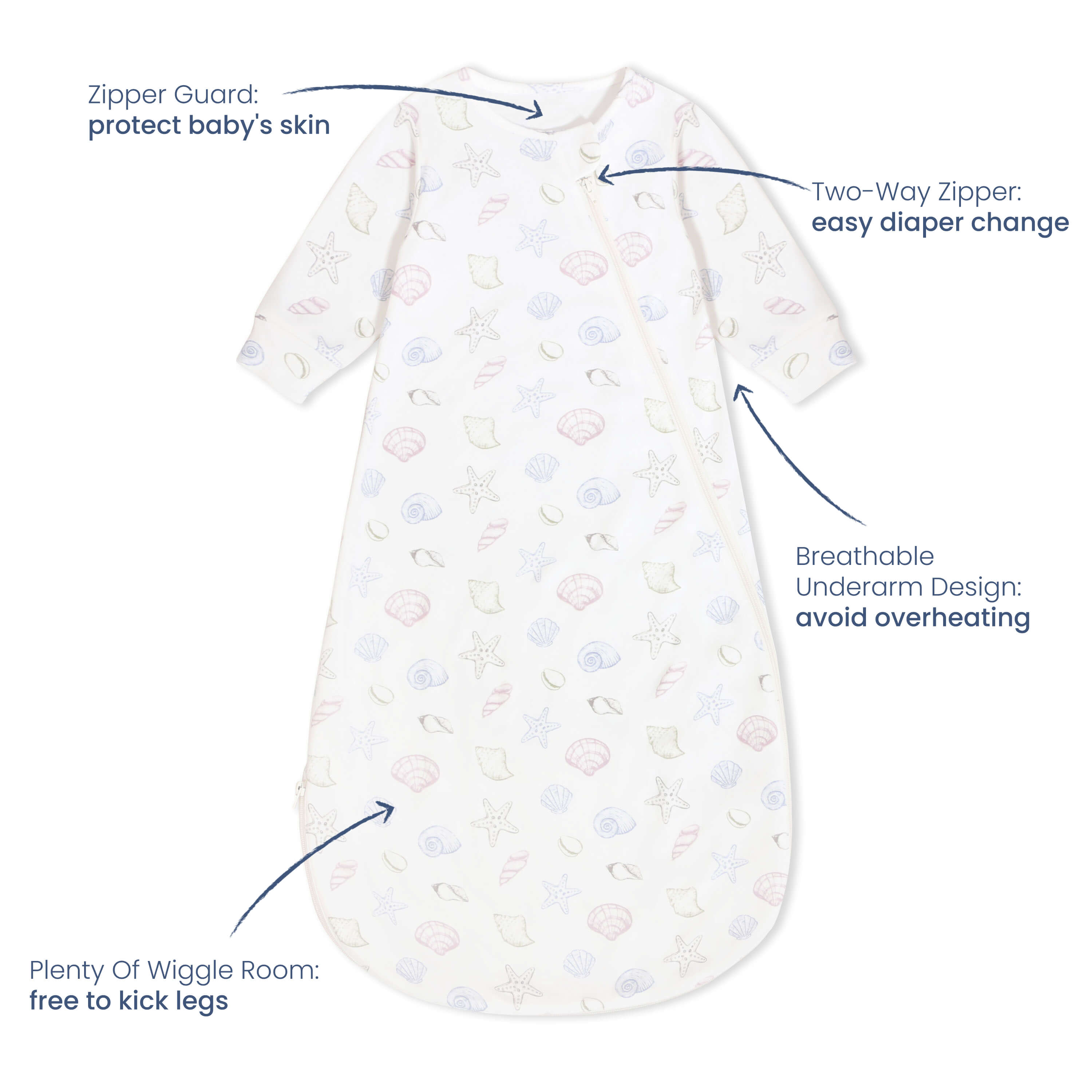 Organic Long Sleeve Sleep Sack 0.5 TOG - Shell