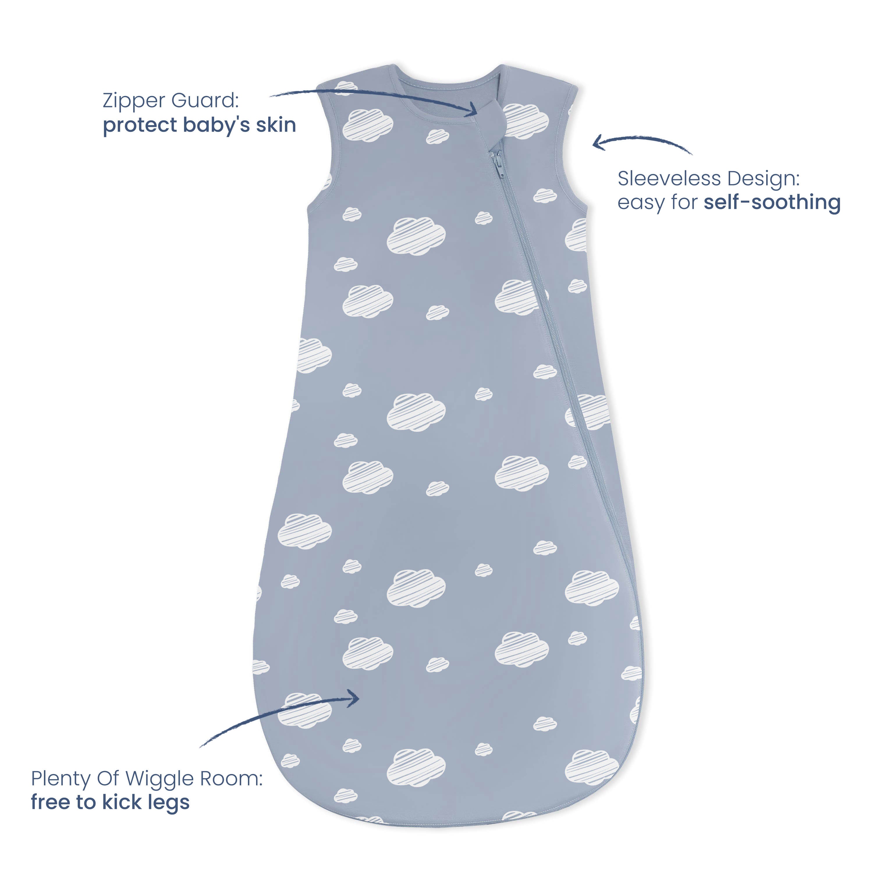 Organic Sleeveless Sleep Sack 0.5 TOG - Blue Sky