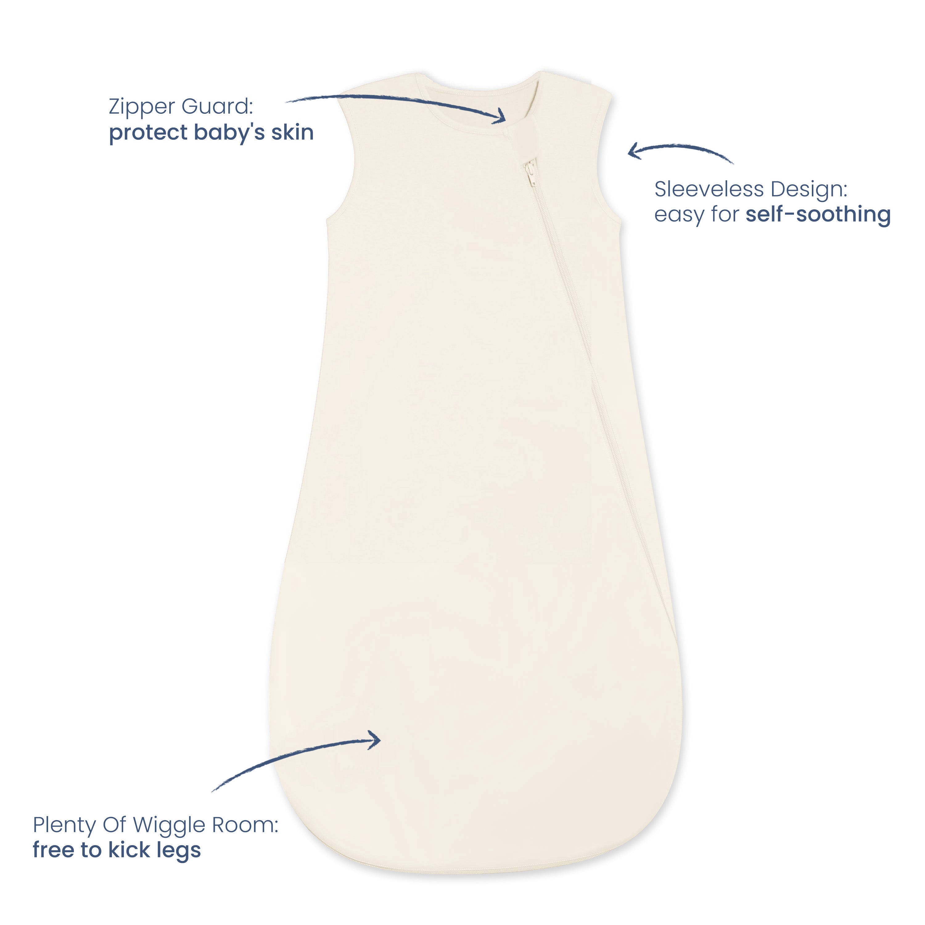 Organic Sleeveless Sleep Sack 0.5 TOG - Cream