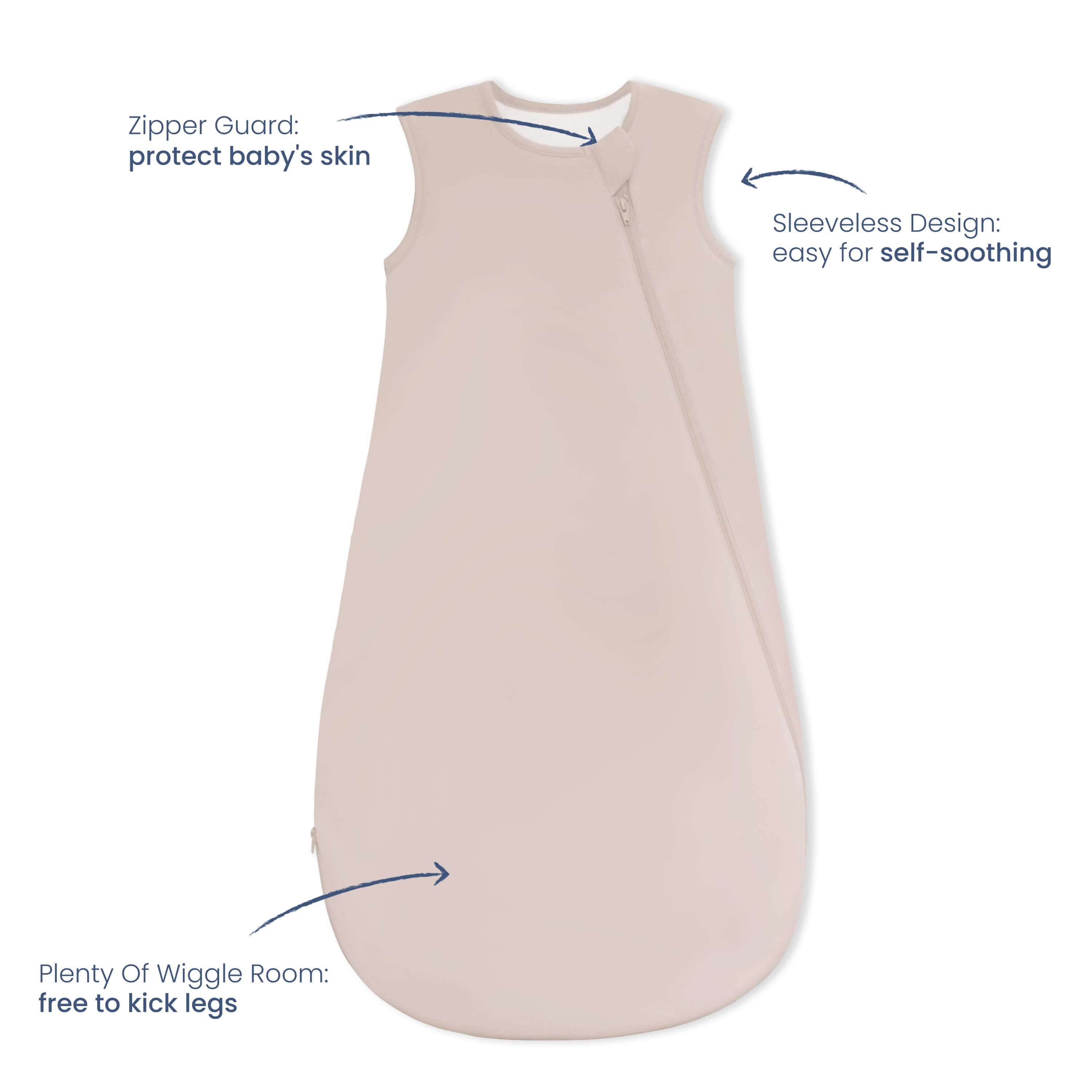 Organic Cotton & Camel Wool Sleeveless Sleep Sack 1.0 TOG - Dusty Pink