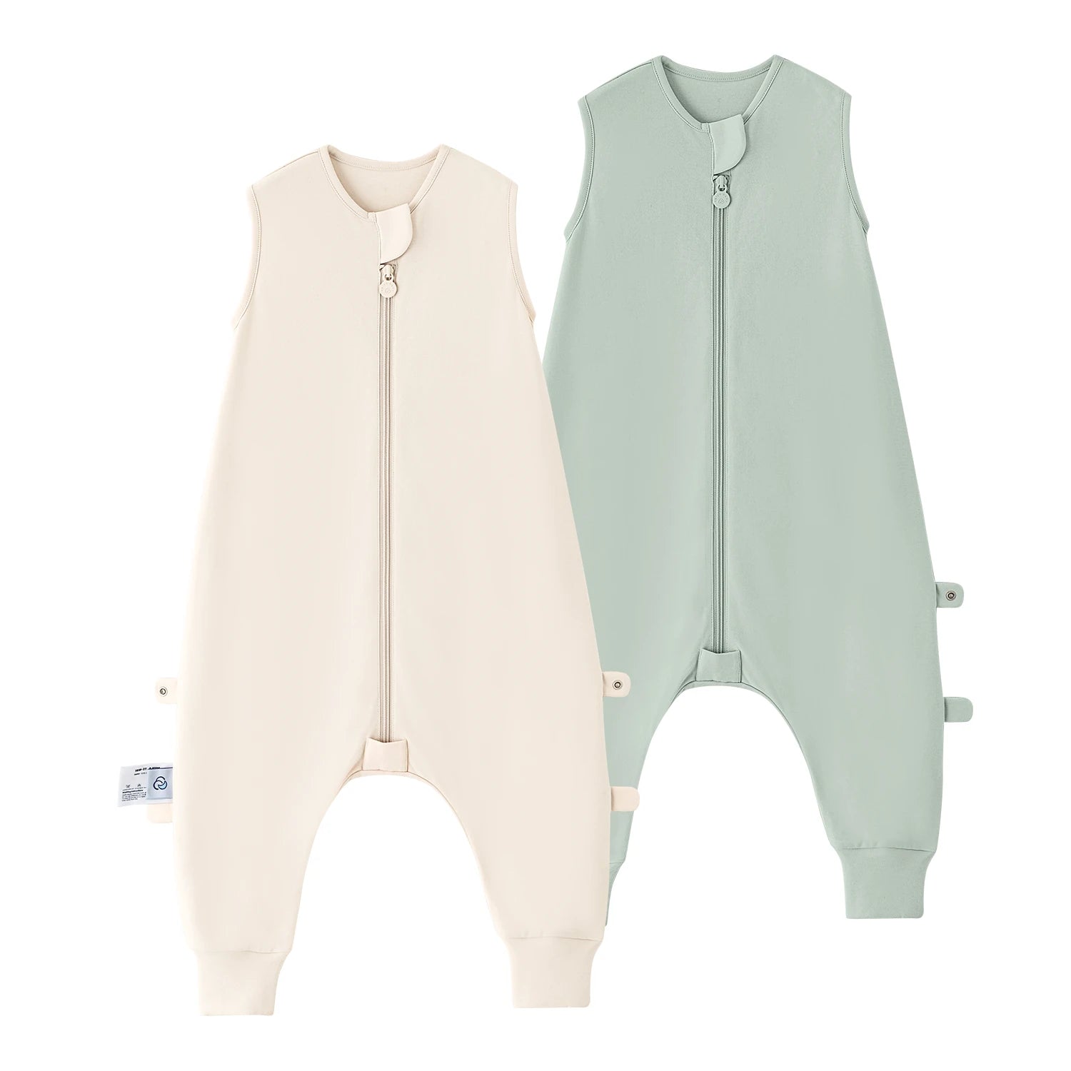 sleeveless-sleep-sack-walker-2-pack-0-5-tog-organic-cotton-pea-green-cream