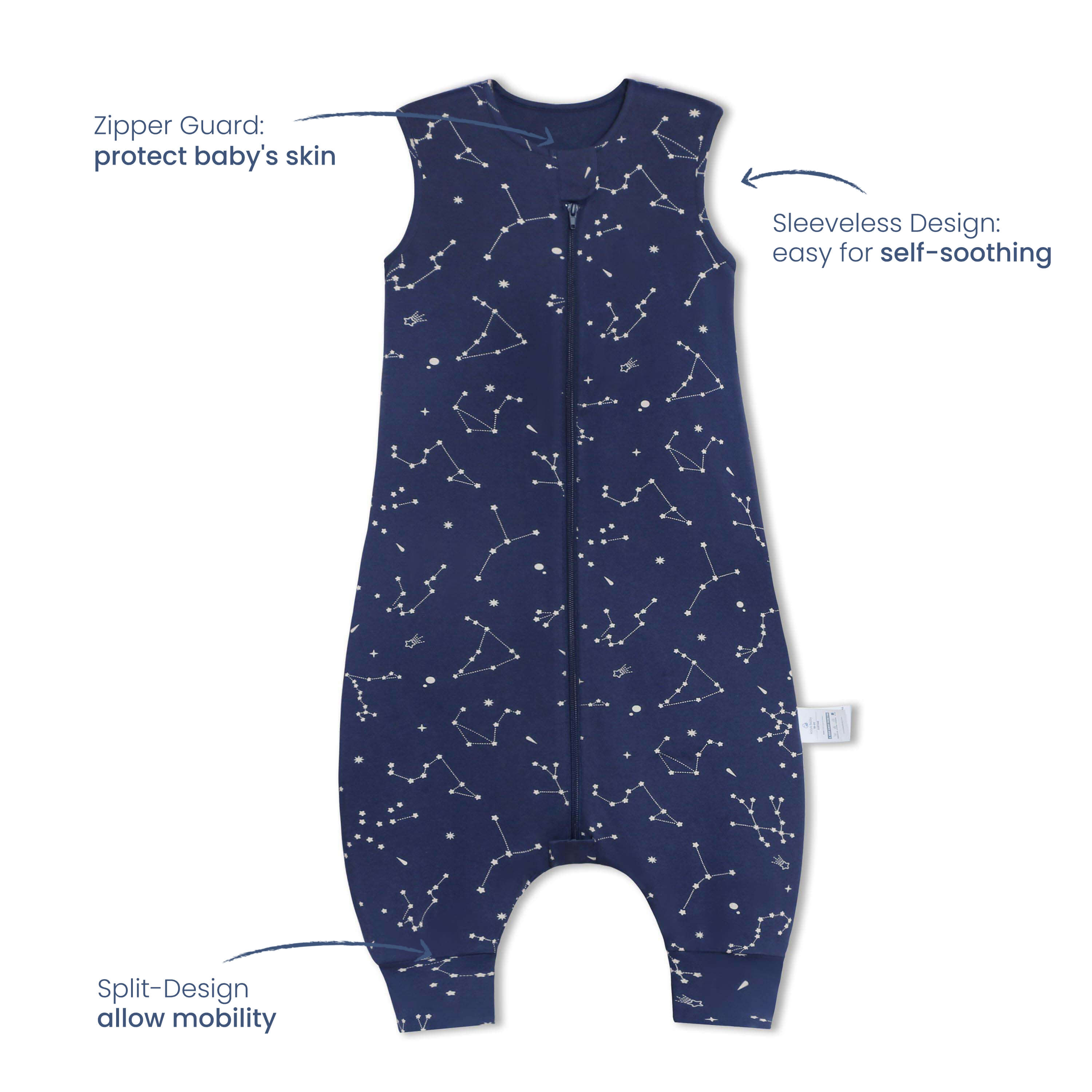 Organic Sleeveless Sleep Sack With Feet 0.5 TOG - Constellation