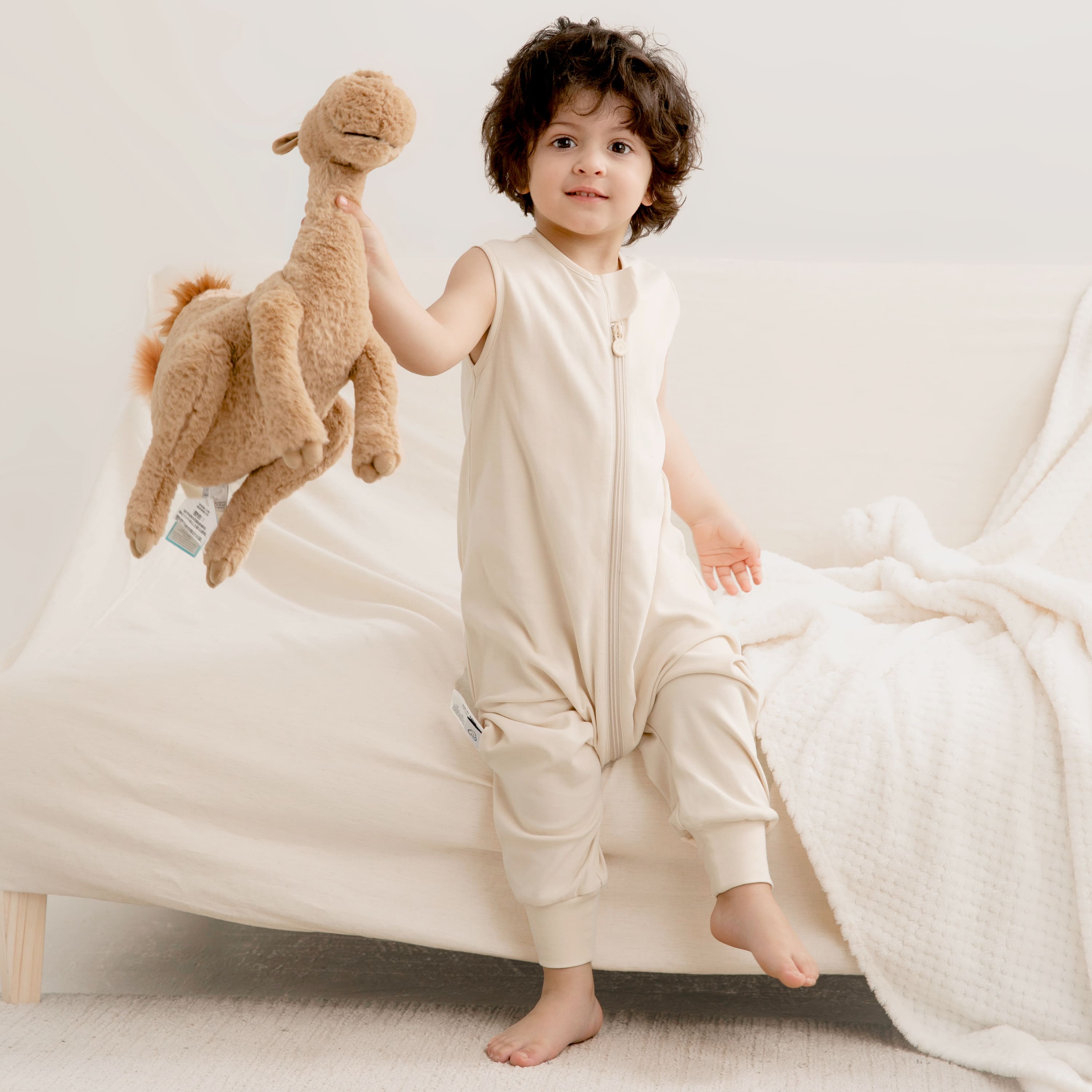 Organic Sleeveless Sleep Sack With Feet 0.5 TOG - Cream