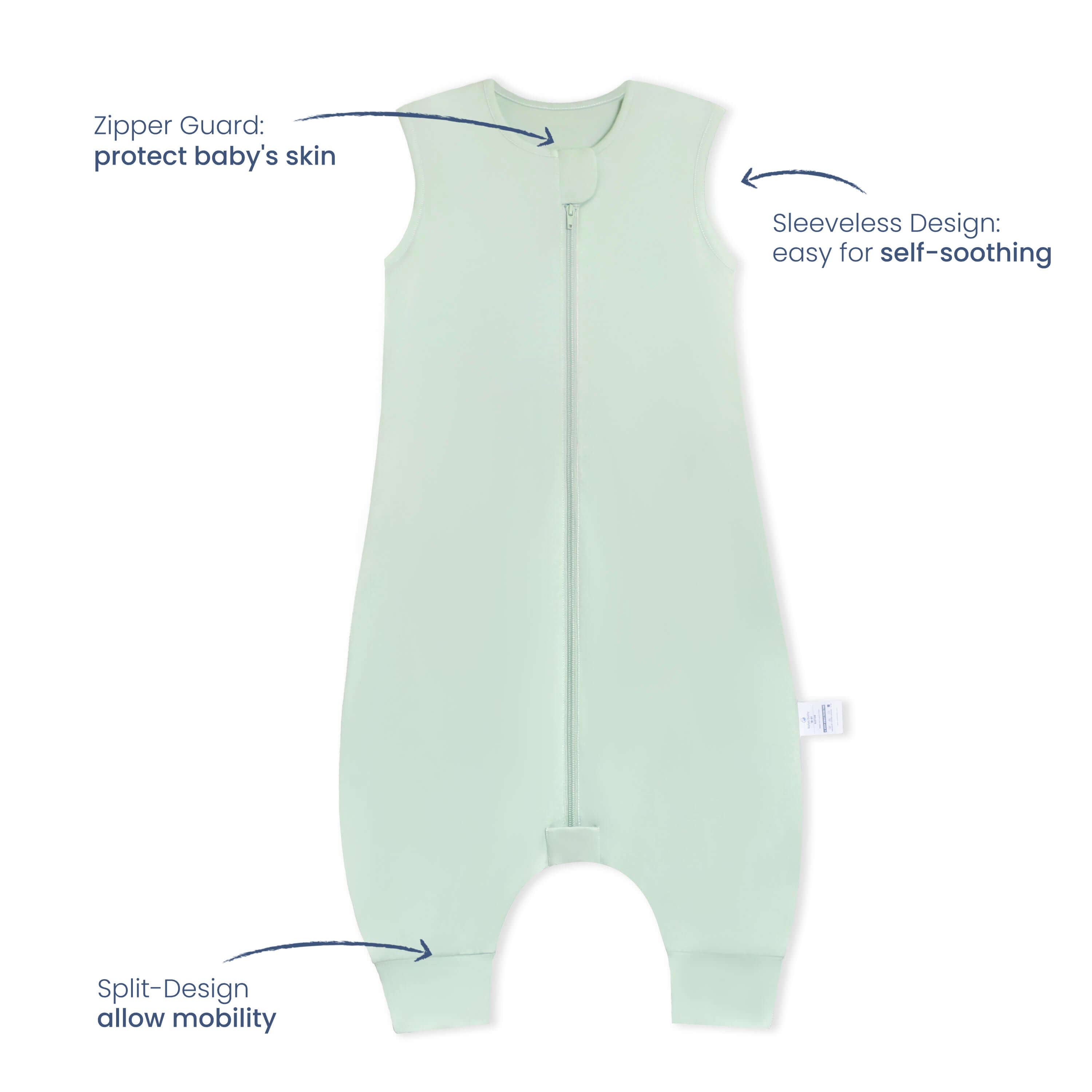 Organic Sleeveless Sleep Sack With Feet 0.5 TOG - Pea Green