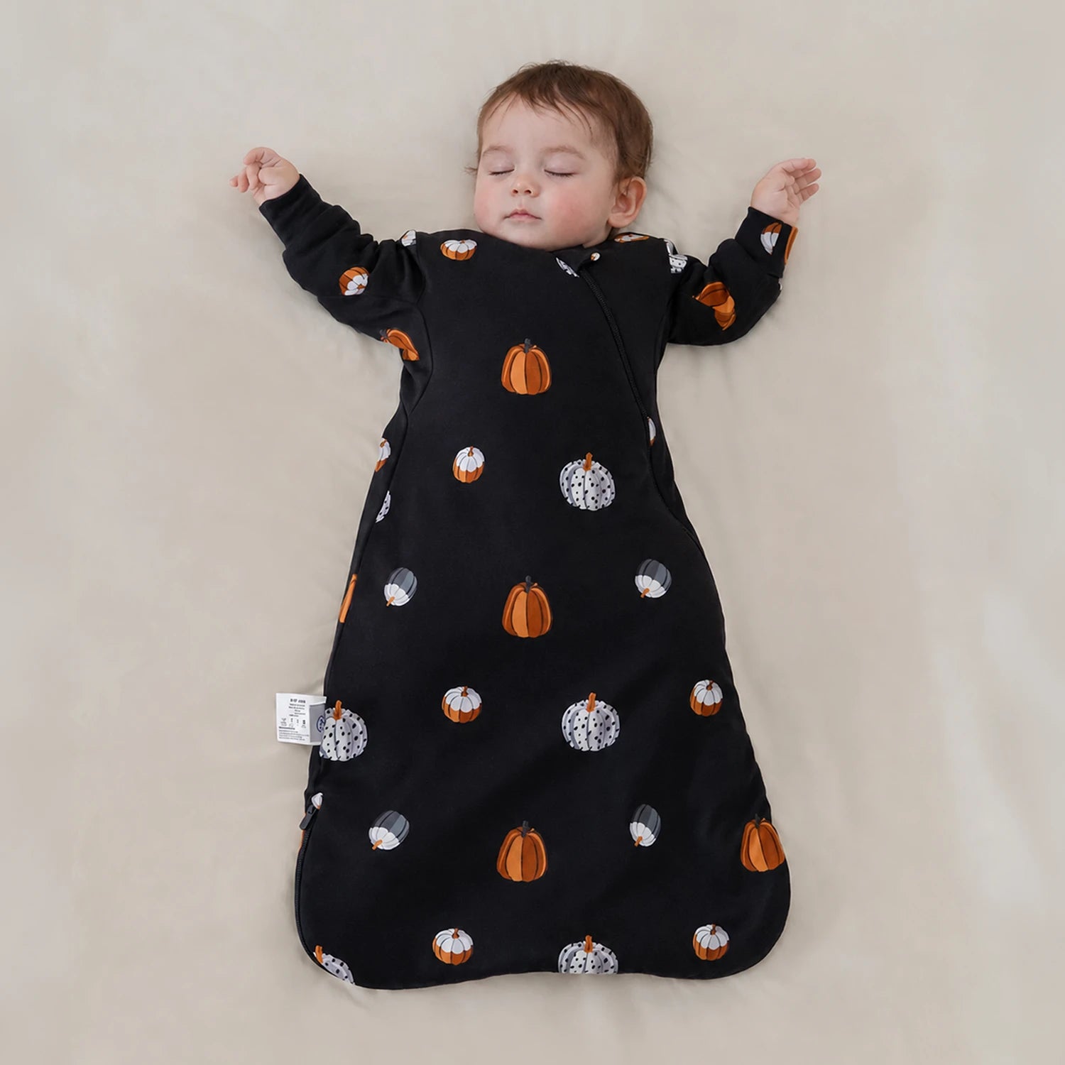 warm-long-sleeve-sleep-sack-2-5-tog-organic-cotton-camel-wool-pumpkin-dots