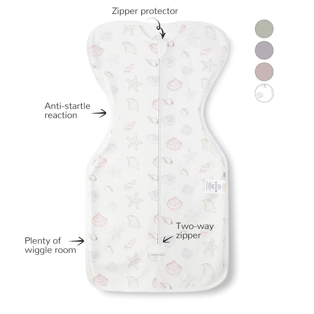 Front Opening Zip Up Swaddle - Shell