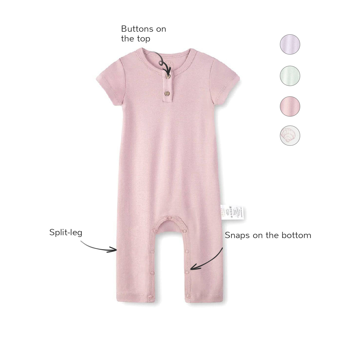Half Sleeves Button Custom Romper - Cameo Pink
