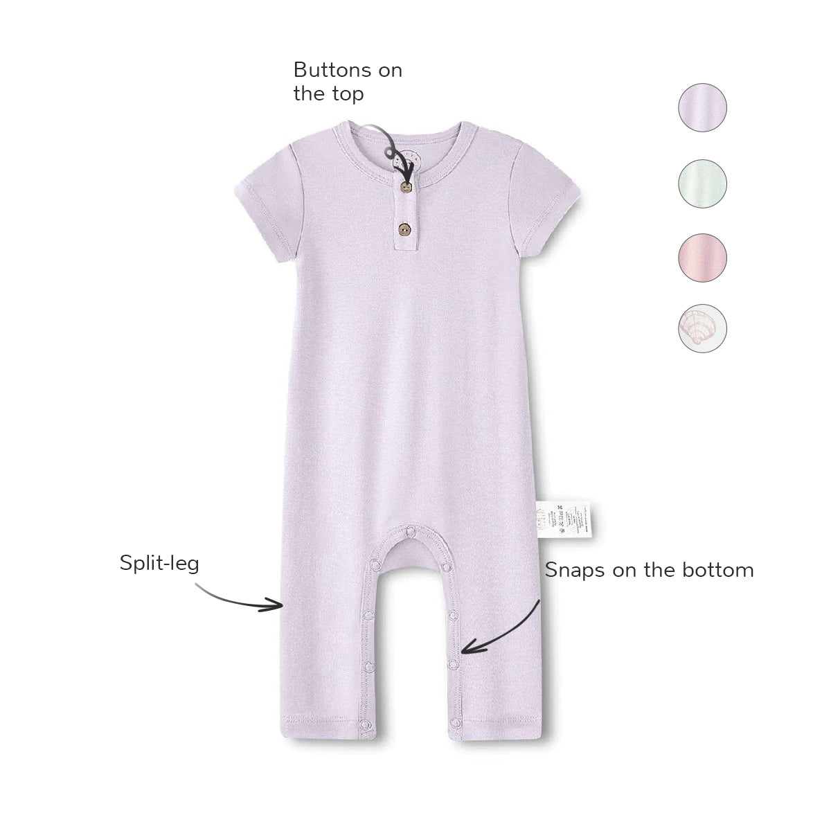 Half Sleeves Button Custom Romper - Lilac