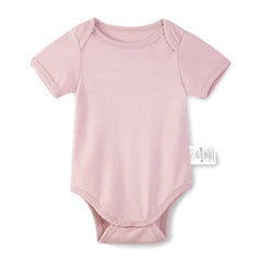 Organic Cotton Half Sleeves Snap Bodysuit - Cameo Pink